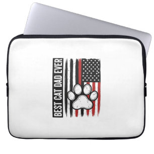 Housse Pour Ordinateur Portable Meilleur papa chat patriote Design de drapeau de p