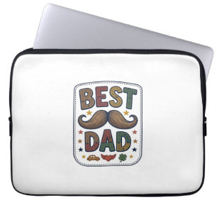 Housse Pour Ordinateur Portable Meilleur Papa Moustache Vintage Vecteur Conception