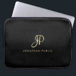 Housse Pour Ordinateur Portable Meilleur Top Gold Look Typographie Monogramme Modè<br><div class="desc">Créez Votre Propre Sac Électronique Modèle / Tablette & Ordinateur Coques / Neoprène Elégant Noir Faux Typographie Or Sleeve 13 pouces.</div>