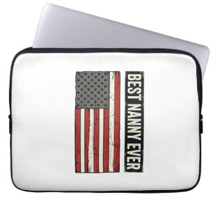 Housse Pour Ordinateur Portable Meilleure Nounou Patriote Vintage Drapeau Chemise