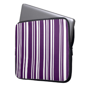 Housse Pour Ordinateur Portable Mélange de rayures violettes et blanches