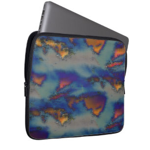 Housse Pour Ordinateur Portable Mélange d'orange et de bleu taché avec effet rayé