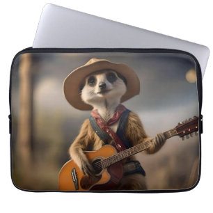 Housse Pour Ordinateur Portable Mélodies de la Savanna A Meerkat Guitar Serenade,