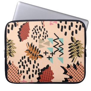 Housse Pour Ordinateur Portable Memphis automne feuillage et feuilles avec géomet