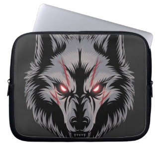 Housse Pour Ordinateur Portable Menacer le loup avec les yeux rouges brillants
