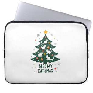 Housse Pour Ordinateur Portable Meowy Catmas Chat Noël Arbre de Noël Xmas Drôle de
