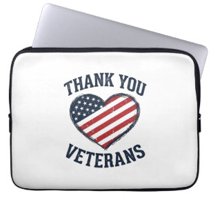 Housse Pour Ordinateur Portable Merci aux vétérans Chemise vintage à cœur patrioti
