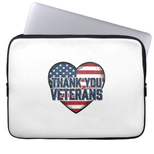 Housse Pour Ordinateur Portable Merci aux vétérans Cœur patriotique Design vintage
