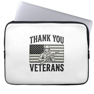 Housse Pour Ordinateur Portable Merci aux vétérans Vintage Flag Soldat Chemise Des