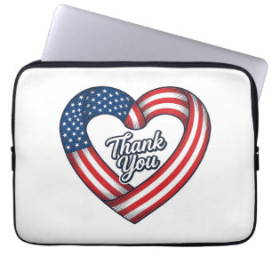 Housse Pour Ordinateur Portable Merci Cœur Patriotique Design Vectoriel Vintage_1