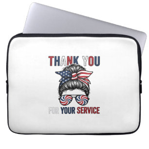 Housse Pour Ordinateur Portable Merci pour votre service patriotique Bun Messy Shi