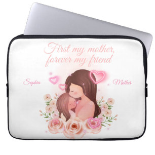 Housse Pour Ordinateur Portable Mère et fille, noms personnalisés