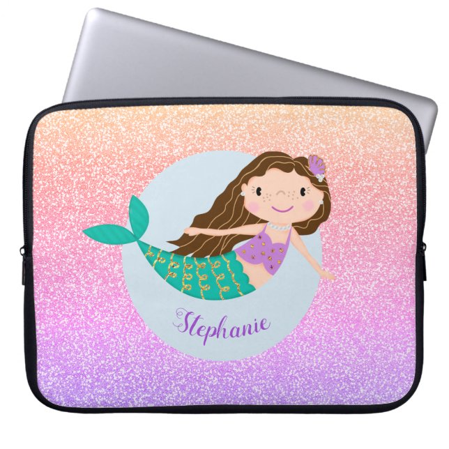 Housse Pour Ordinateur Portable Mermaid Rainbow Parties scintillant mite (Devant)