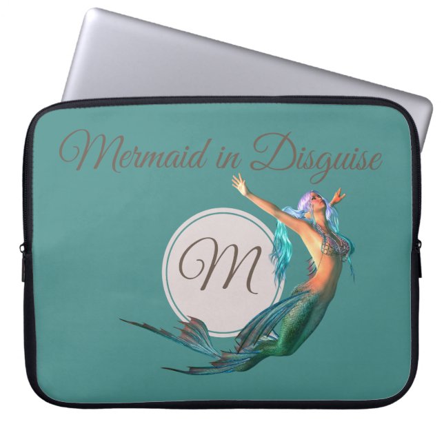 Housse Pour Ordinateur Portable Mermaid Turquoise magnifique monogramme (Devant)