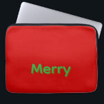 Housse Pour Ordinateur Portable Merry Green Name on Red<br><div class="desc">Merry Green Name on Red Christmas</div>