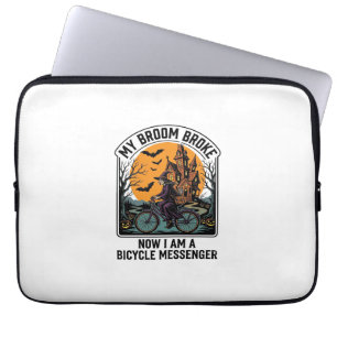 Housse Pour Ordinateur Portable Messager de vélo Halloween drôle balai de sorcière