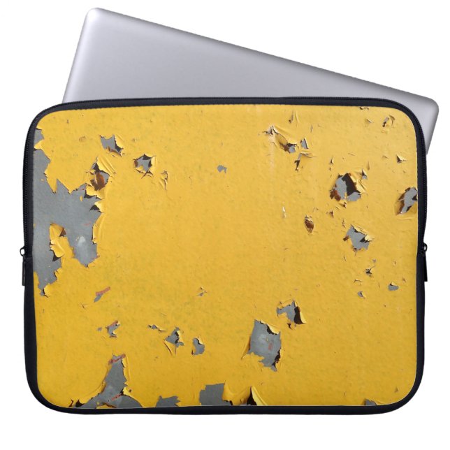Housse Pour Ordinateur Portable Métal jaune fissuré : texture sale. (Devant)