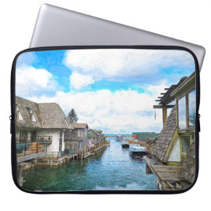 Housse Pour Ordinateur Portable Michigan Fish Town Painting