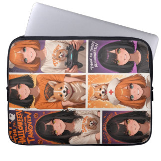 Housse Pour Ordinateur Portable Mignon art de collage d'Halloween d'anime | Filles