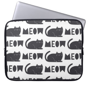Housse Pour Ordinateur Portable mignon motif de chat. illustration vintage