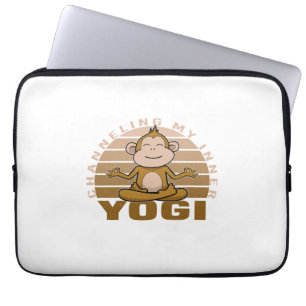 Housse Pour Ordinateur Portable Mignon singe drôle faisant du yoga. poses de yoga