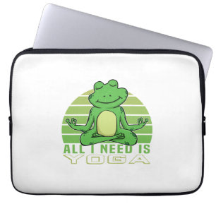 Housse Pour Ordinateur Portable Mignonne grenouille faisant du yoga.