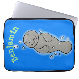 Housse Pour Ordinateur Portable Mignonne manatée bébé avec bulles illustration