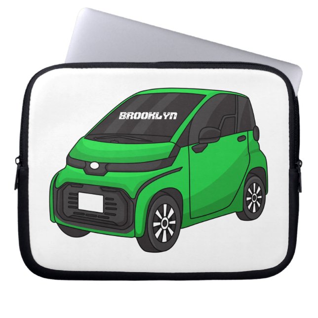 Housse Pour Ordinateur Portable Mignonne micro-voiture verte (Devant)