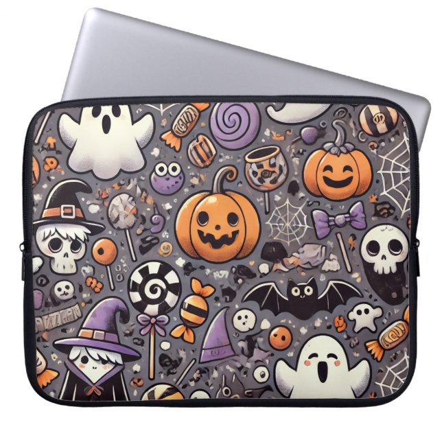 Housse Pour Ordinateur Portable Mignonne poignée d'ordinateur portable Halloween (Devant)