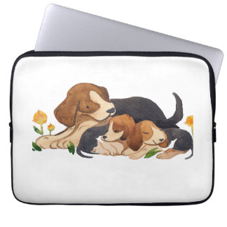 Housse Pour Ordinateur Portable Mignons chiots Beagle aquarelle & papillon étui iP