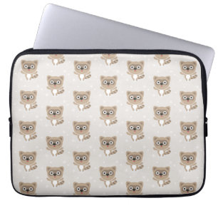 Housse Pour Ordinateur Portable Mignons ratons laveurs de dessin animé motif hiver
