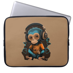 Housse Pour Ordinateur Portable Mignons Singe Écouter Musique, Musique Singe Immer