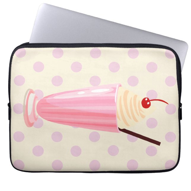 Housse Pour Ordinateur Portable Milkshake rose et tamis Pois (Devant)