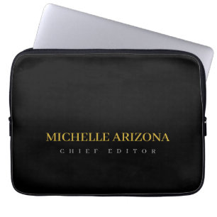 Housse Pour Ordinateur Portable Minimaliste Couleur Or Noir Moderne Professionnel