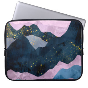 Housse Pour Ordinateur Portable Minimaliste Lune Étoiles Montagne Vallée Céleste