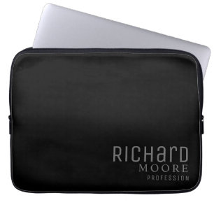 Housse Pour Ordinateur Portable minimaliste noir blanc nom