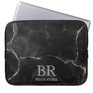 Housse Pour Ordinateur Portable Misty Night Gold Parties scintillant Marbre person