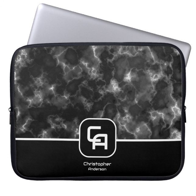 Housse Pour Ordinateur Portable Misty Smoke Monogramme noir blanc (Devant)