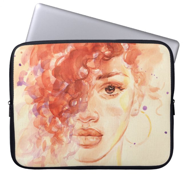 Housse Pour Ordinateur Portable Mode afro-américaine, aquarelle illustration. (Devant)