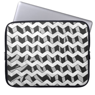 Housse Pour Ordinateur Portable Modèle Chevron noir et gris Zebra