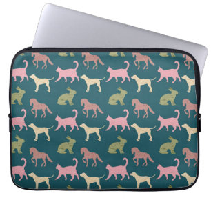 Housse Pour Ordinateur Portable Modèle de silhouettes d'animaux Chien Chat Cheval