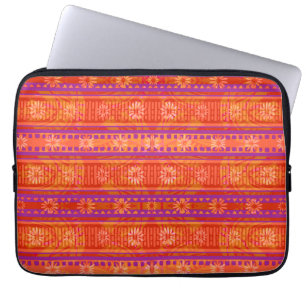 Housse Pour Ordinateur Portable Modèle de tricot rayé côtelé floral MAZ 245