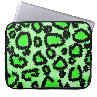 Housse Pour Ordinateur Portable Modèle d'empreinte de léopard de noir et de vert