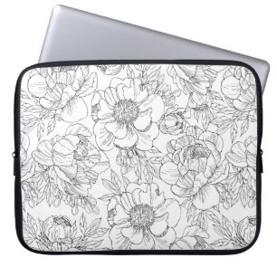 Housse Pour Ordinateur Portable Modèle floral de pivoine vintage