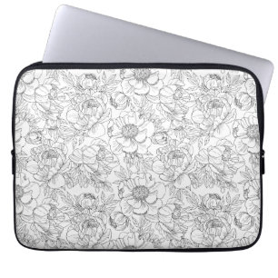 Housse Pour Ordinateur Portable Modèle floral de pivoine vintage