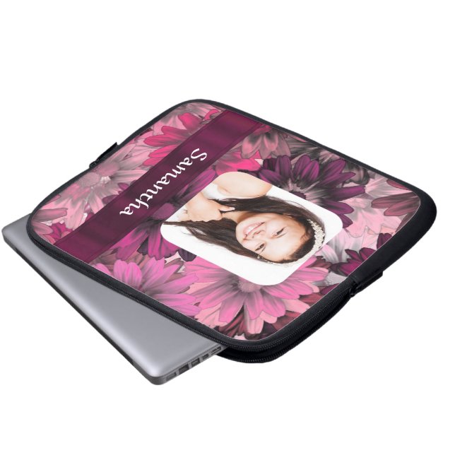 Housse Pour Ordinateur Portable Modèle photo à fleurs roses (Devant bas)