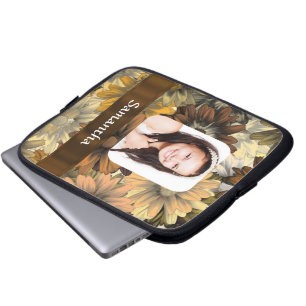 Housse Pour Ordinateur Portable modèle photo Brown à fleurs