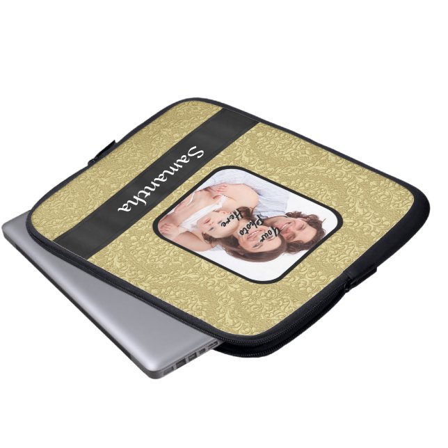 Housse Pour Ordinateur Portable Modèle photo damassé or (Devant bas)