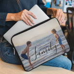 Housse Pour Ordinateur Portable Modèle photo moderne simple Nom de famille personn<br><div class="desc">Simple Modern Modèle photo Personnalisé Nom de famille Portable Sleeve comprend votre photo préférée avec votre nom de famille personnalisé. Fait un cadeau fantastique pour Noël, anniversaire, anniversaire, fête des mères, Fête des pères, fête des grands-parents et plus encore. Personnalisez en modifiant le texte dans la zone de texte fournie....</div>