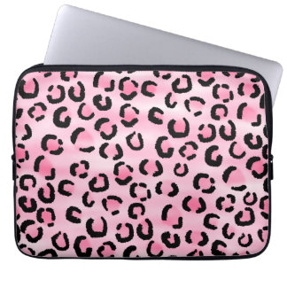 Housse Pour Ordinateur Portable Modèle rose d'empreinte de léopard